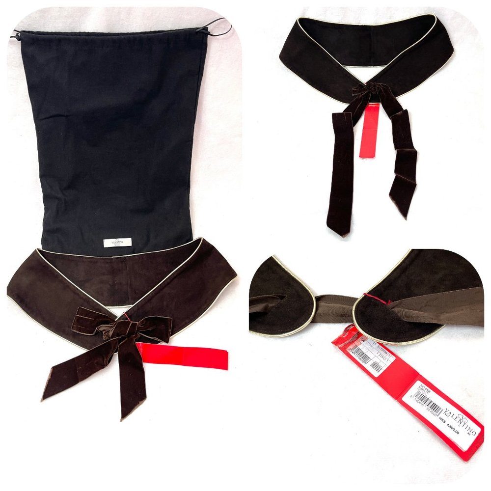 Auc Valentino wide Lamb Suede Dark Brown Self tie Belt